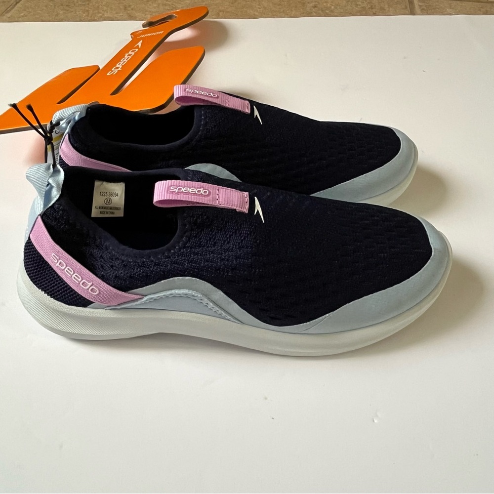 Speedo Junior Pull On Shoes - Hawaiian Blue/Peony Size M 2/3 Comfort Flexibility